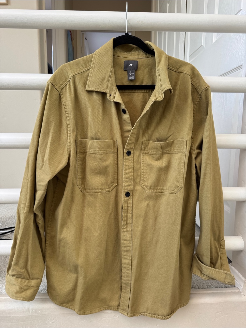 H&M Men's Light Brown Button-Front Shirt Jacket
